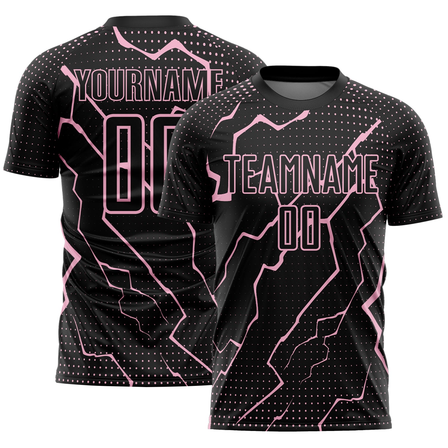 Custom Black Light Pink Lightning Sports Sublimation Soccer Uniform Jersey