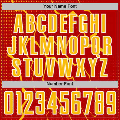 Custom Red Gold-White Lightning Sports Sublimation Soccer Uniform Jersey