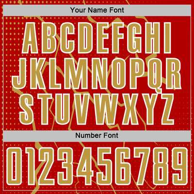 Custom Red Old Gold-White Lightning Sports Sublimation Soccer Uniform Jersey