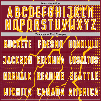 Custom Crimson Gold-White Lightning Sports Sublimation Soccer Uniform Jersey