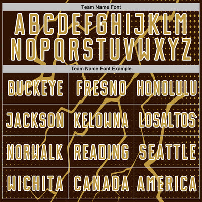 Custom Brown Old Gold-White Lightning Sports Sublimation Soccer Uniform Jersey