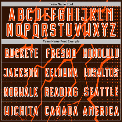 Custom Brown Orange-White Lightning Sports Sublimation Soccer Uniform Jersey