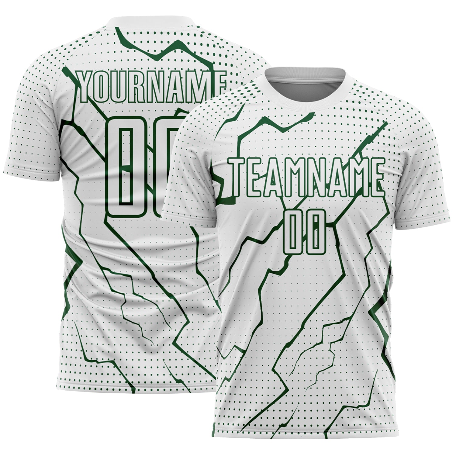 Custom White Green Lightning Sports Sublimation Soccer Uniform Jersey