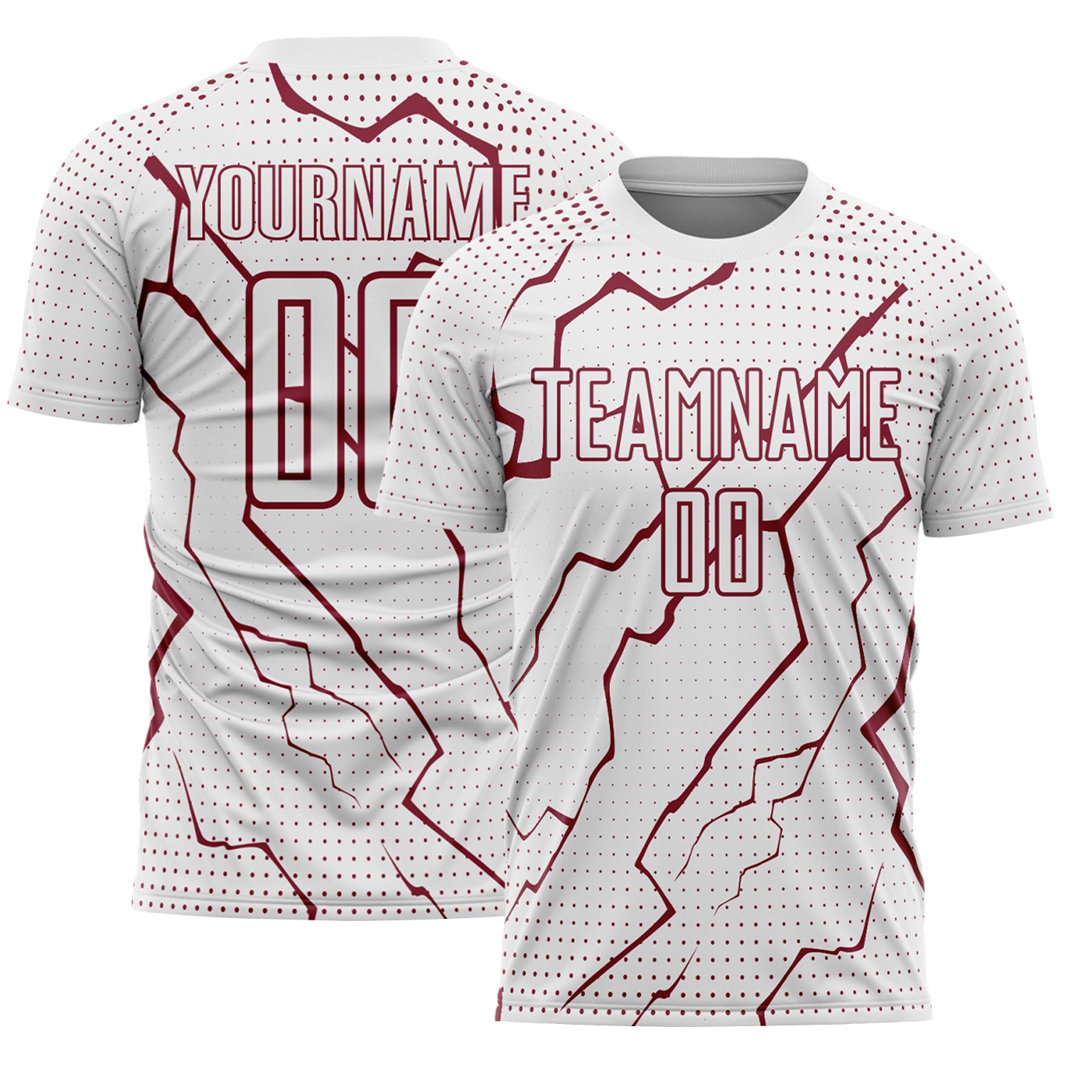 Custom White Crimson Lightning Sports Sublimation Soccer Uniform Jersey