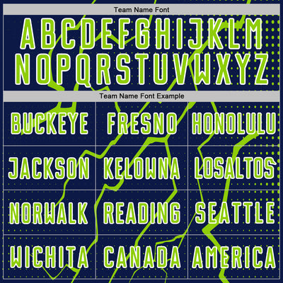 Custom Navy Neon Green-White Lightning Sports Sublimation Soccer Uniform Jersey