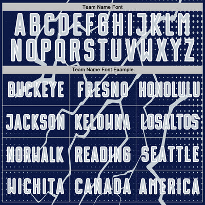 Custom Navy Silver-White Lightning Sports Sublimation Soccer Uniform Jersey