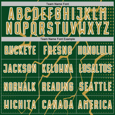 Custom Green Old Gold-White Lightning Sports Sublimation Soccer Uniform Jersey