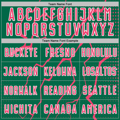 Custom Kelly Green Neon Pink-White Lightning Sports Sublimation Soccer Uniform Jersey