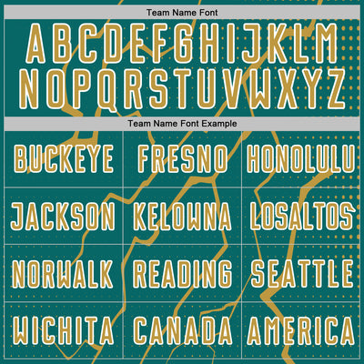 Custom Teal Old Gold-White Lightning Sports Sublimation Soccer Uniform Jersey