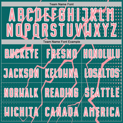 Custom Teal Medium Pink-White Lightning Sports Sublimation Soccer Uniform Jersey