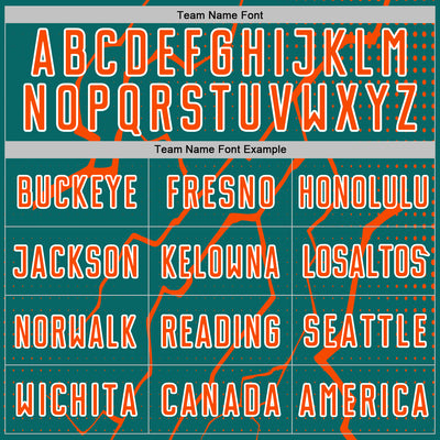 Custom Teal Orange-White Lightning Sports Sublimation Soccer Uniform Jersey