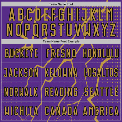 Custom Purple Old Gold-Black Lightning Sports Sublimation Soccer Uniform Jersey