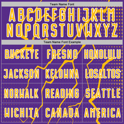 Custom Purple Gold-White Lightning Sports Sublimation Soccer Uniform Jersey