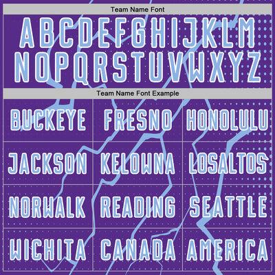 Custom Purple Light Blue-White Lightning Sports Sublimation Soccer Uniform Jersey