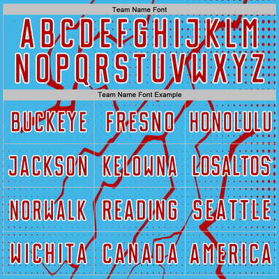 Custom Sky Blue Red-White Lightning Sports Sublimation Soccer Uniform Jersey