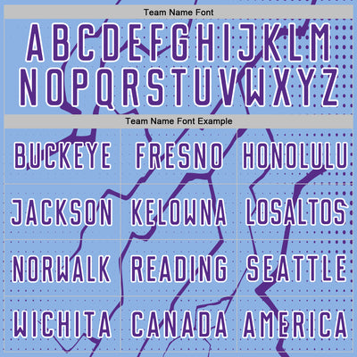 Custom Light Blue Purple-White Lightning Sports Sublimation Soccer Uniform Jersey