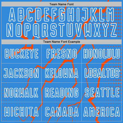 Custom Powder Blue Orange-White Lightning Sports Sublimation Soccer Uniform Jersey