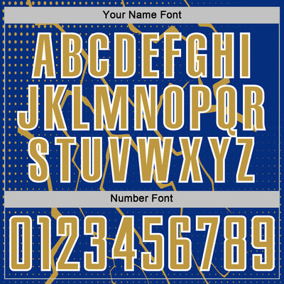 Custom Royal Old Gold-White Lightning Sports Sublimation Soccer Uniform Jersey