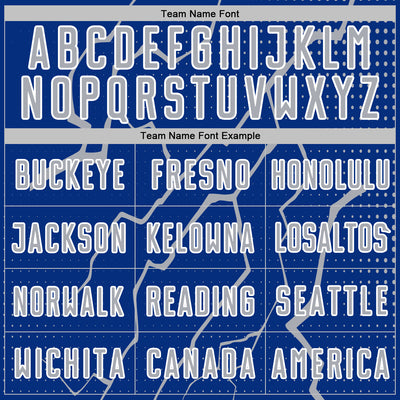 Custom Royal Gray-White Lightning Sports Sublimation Soccer Uniform Jersey