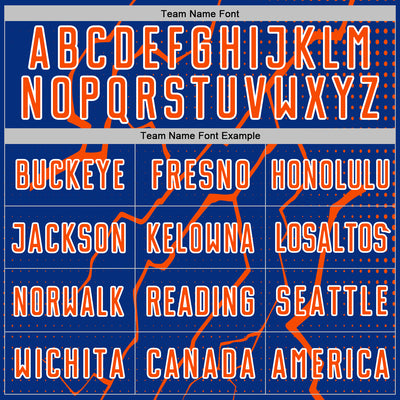 Custom Royal Orange-White Lightning Sports Sublimation Soccer Uniform Jersey