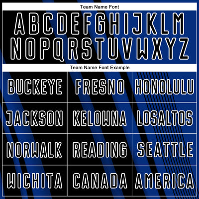 Custom Royal Black-White Lines Sports Sublimation Soccer Uniform Jersey