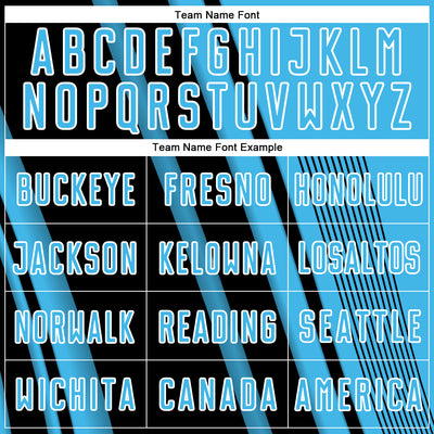 Custom Sky Blue Black-White Lines Sports Sublimation Soccer Uniform Jersey