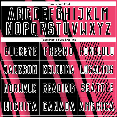 Custom Neon Pink Black-White Lines Sports Sublimation Soccer Uniform Jersey