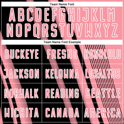 Custom Medium Pink Black-White Lines Sports Sublimation Soccer Uniform Jersey