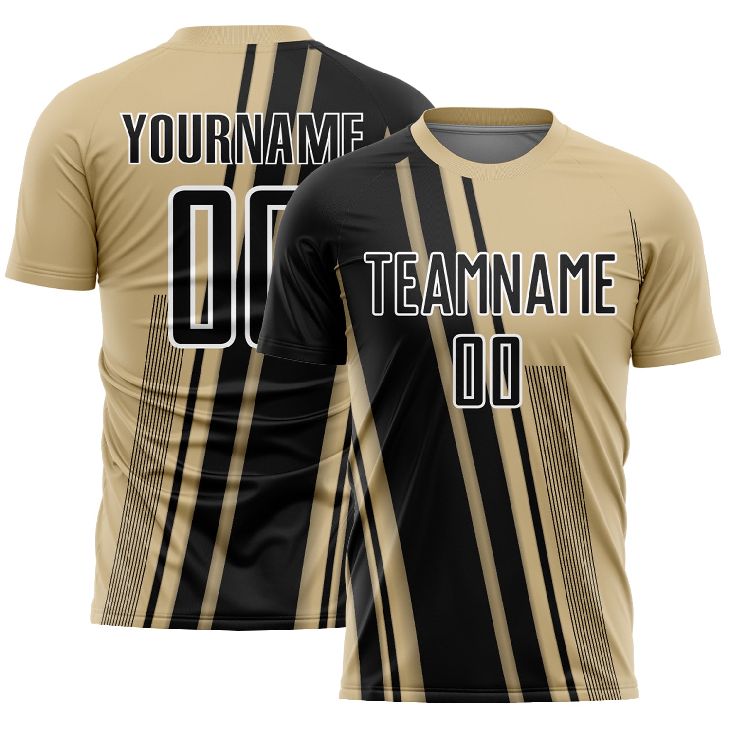 Custom Vegas Gold Black-White Lines Sports Sublimation Soccer Uniform Jersey