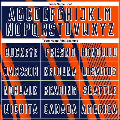 Custom Orange Navy-White Lines Sports Sublimation Soccer Uniform Jersey