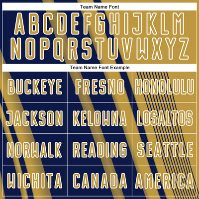 Custom Old Gold Navy-White Lines Sports Sublimation Soccer Uniform Jersey