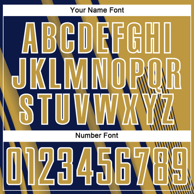 Custom Old Gold Navy-White Lines Sports Sublimation Soccer Uniform Jersey