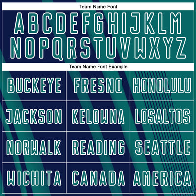 Custom Teal Navy-White Lines Sports Sublimation Soccer Uniform Jersey