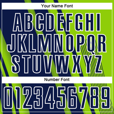 Custom Neon Green Navy-White Lines Sports Sublimation Soccer Uniform Jersey