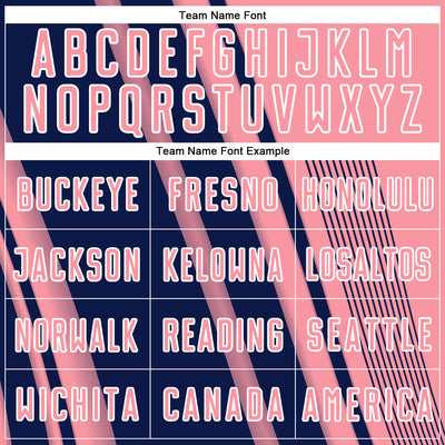 Custom Medium Pink Navy-White Lines Sports Sublimation Soccer Uniform Jersey