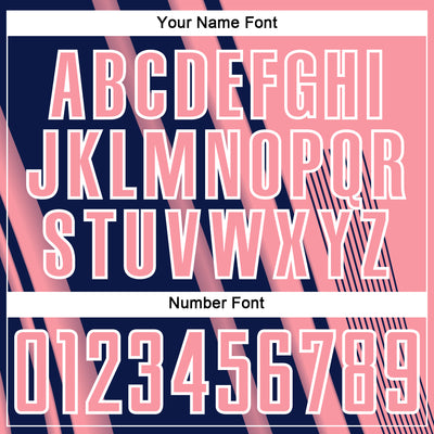 Custom Medium Pink Navy-White Lines Sports Sublimation Soccer Uniform Jersey