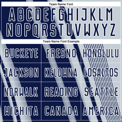 Custom Silver Navy-White Lines Sports Sublimation Soccer Uniform Jersey