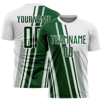 Custom White Green Lines Sports Sublimation Soccer Uniform Jersey