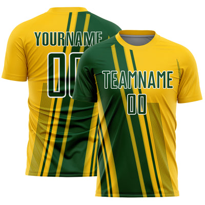 Custom Yellow Green-White Lines Sports Sublimation Soccer Uniform Jersey