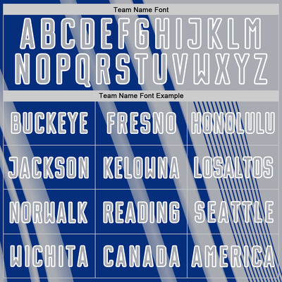 Custom Gray Royal-White Lines Sports Sublimation Soccer Uniform Jersey