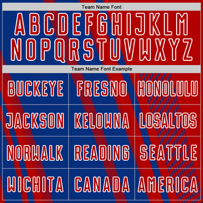 Custom Red Royal-White Lines Sports Sublimation Soccer Uniform Jersey