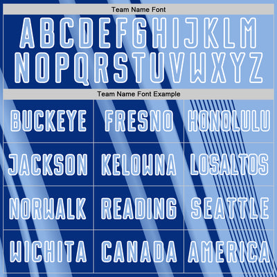 Custom Light Blue Royal-White Lines Sports Sublimation Soccer Uniform Jersey