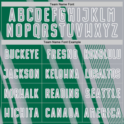 Custom Gray Kelly Green-White Lines Sports Sublimation Soccer Uniform Jersey