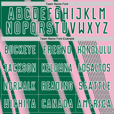 Custom Light Pink Kelly Green-White Lines Sports Sublimation Soccer Uniform Jersey