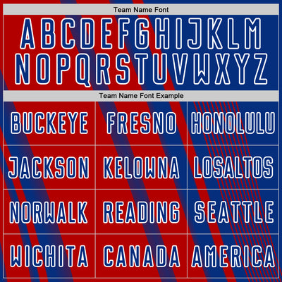 Custom Royal Red-White Lines Sports Sublimation Soccer Uniform Jersey