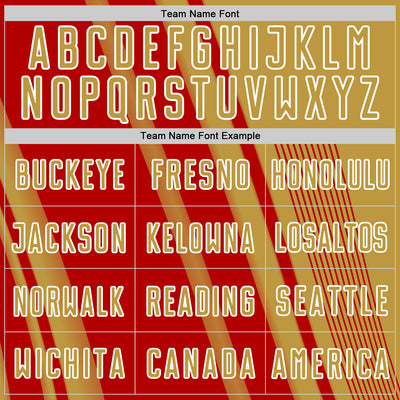 Custom Old Gold Red-White Lines Sports Sublimation Soccer Uniform Jersey