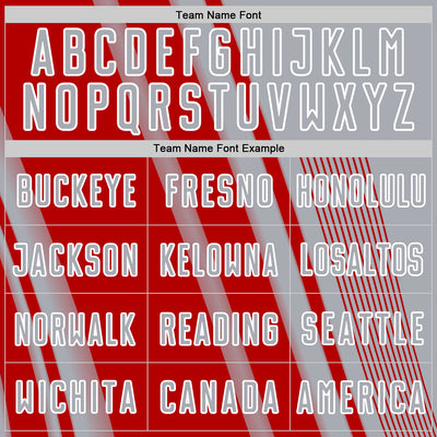 Custom Gray Red-White Lines Sports Sublimation Soccer Uniform Jersey