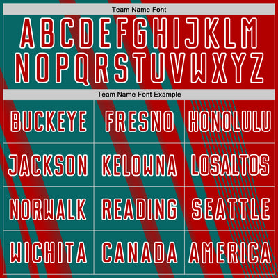 Custom Red Teal-White Lines Sports Sublimation Soccer Uniform Jersey