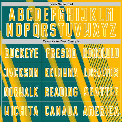 Custom Gold Teal-White Lines Sports Sublimation Soccer Uniform Jersey