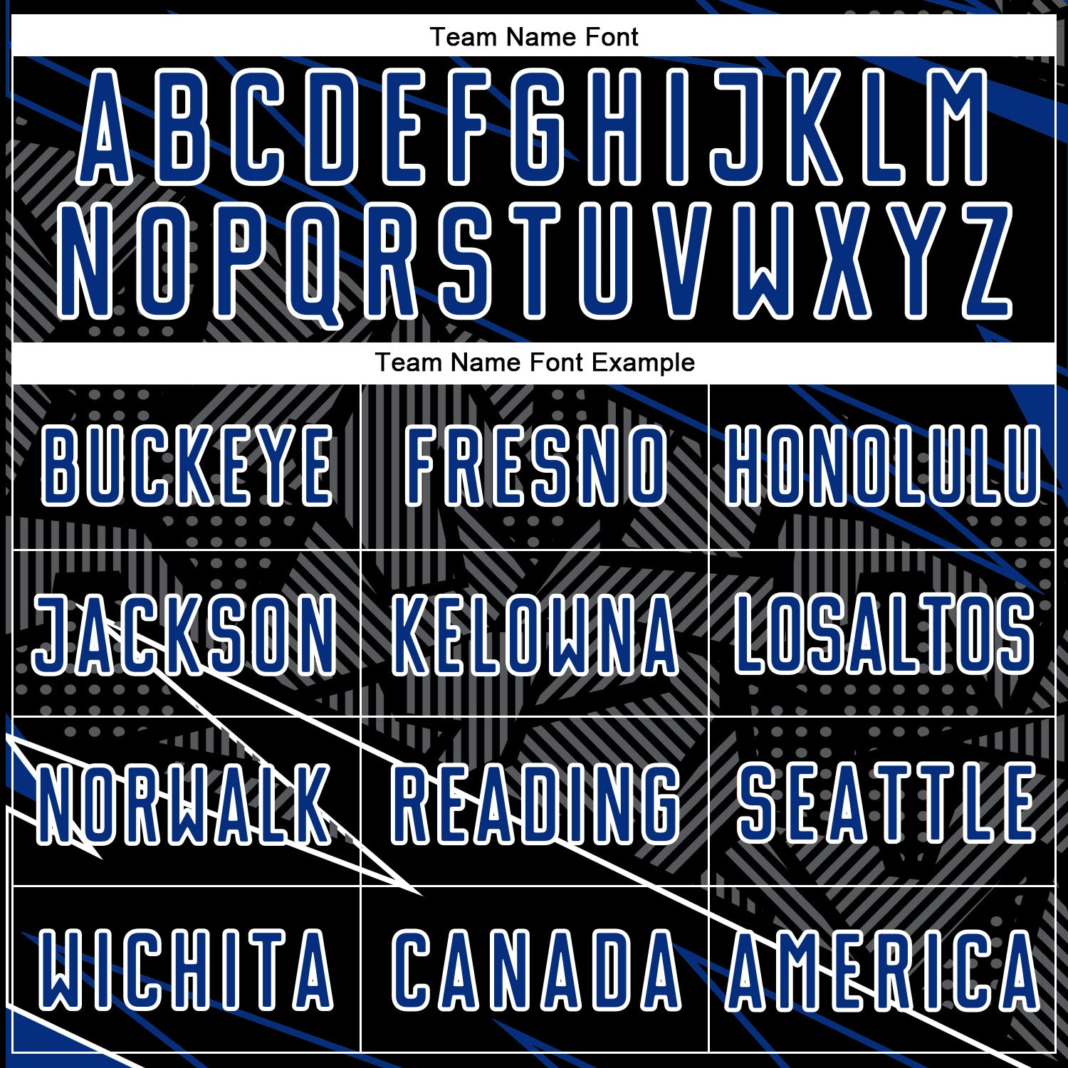 Custom Black Royal-White Lines Sports Sublimation Soccer Uniform Jersey